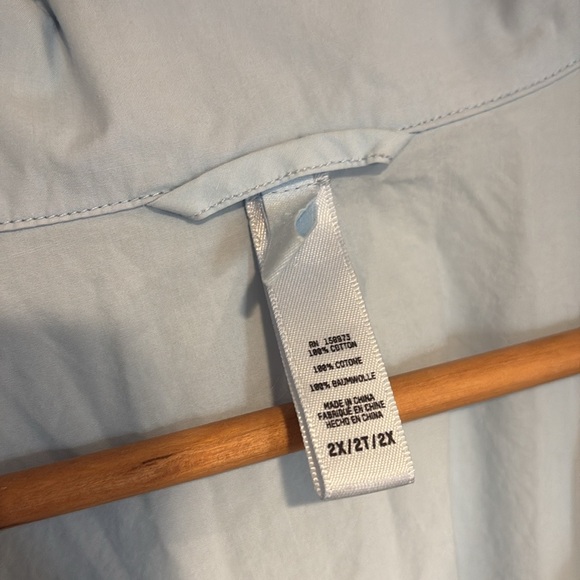 SKIMS Blue Poplin Sleep Cotton Button Up Shirt - Picture 3 of 5